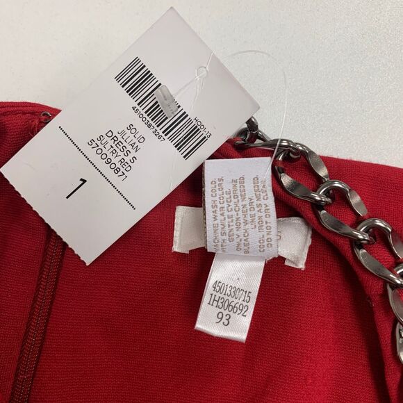 Chicos Jillian Shift Dress Womens 1 Red Back Zip Sleeveless Nylon Chain Neckline - Picture 9 of 11